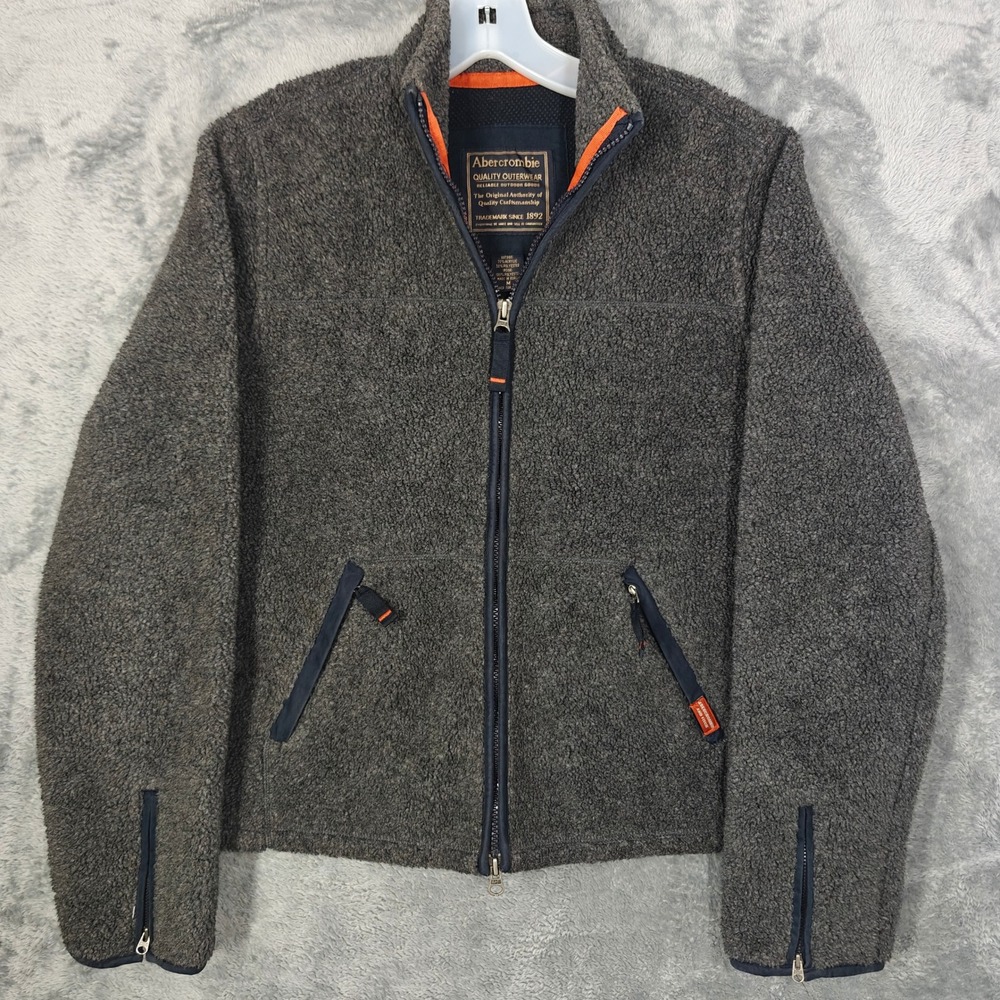 90s Vintage Heavy Abercrombie Fleece Jacket Mens Med Deep Pile Full Zip Gorpcore